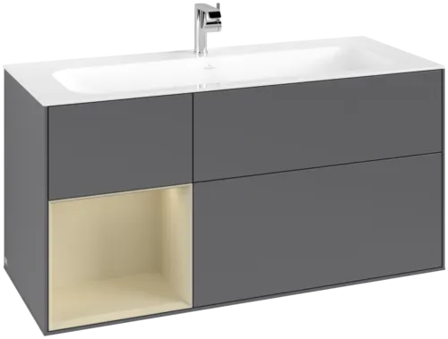 Зображення з  VILLEROY BOCH Finion Vanity unit, with lighting, 3 pull-out compartments, 1196 x 591 x 498 mm, Anthracite Matt Lacquer / Silk Grey Matt Lacquer #F060HJGK