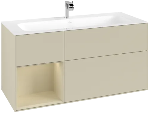 Picture of VILLEROY BOCH Finion Vanity unit, with lighting, 3 pull-out compartments, 1196 x 591 x 498 mm, Silk Grey Matt Lacquer / Silk Grey Matt Lacquer #F060HJHJ