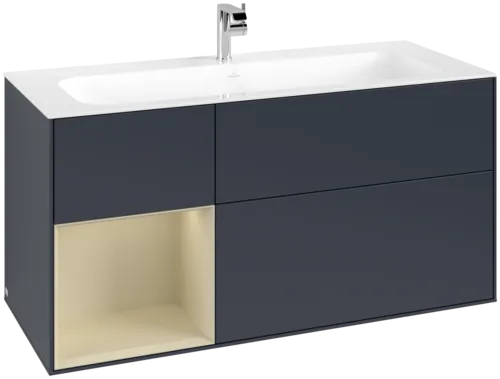 Picture of VILLEROY BOCH Finion Vanity unit, with lighting, 3 pull-out compartments, 1196 x 591 x 498 mm, Midnight Blue Matt Lacquer / Silk Grey Matt Lacquer #F060HJHG