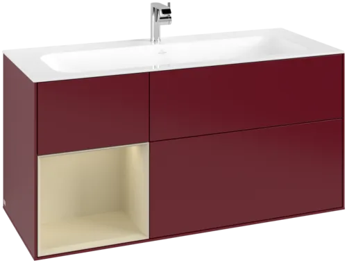 Picture of VILLEROY BOCH Finion Vanity unit, with lighting, 3 pull-out compartments, 1196 x 591 x 498 mm, Peony Matt Lacquer / Silk Grey Matt Lacquer #F060HJHB