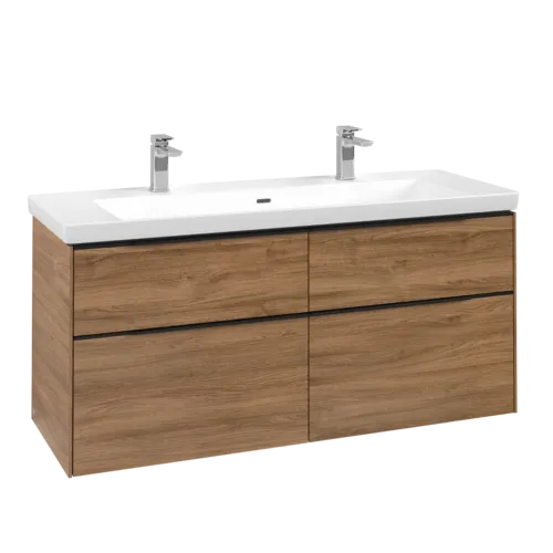 Picture of VILLEROY BOCH Subway 3.0 Vanity unit, with lighting, 4 pull-out compartments, 1272 x 576 x 478 mm, Oak Kansas #C602L1RH