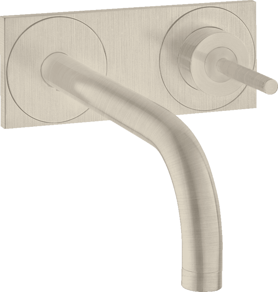 HANSGROHE AXOR Uno Einhebel-Waschtischmischer Unterputz für Wandmontage mit Auslauf 225 mm und Platte #38115820 - Brushed Nickel