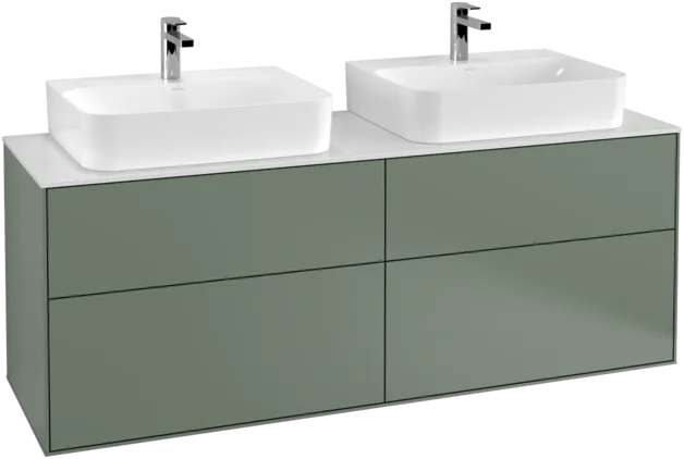 Picture of VILLEROY BOCH Finion Vanity unit, 4 pull-out compartments, 1600 x 603 x 501 mm, Olive Matt Lacquer / Glass White Matt #F18100GM