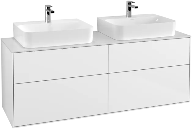 Picture of VILLEROY BOCH Finion Vanity unit, 4 pull-out compartments, 1600 x 603 x 501 mm, Glossy White Lacquer / Glass White Matt #F18100GF