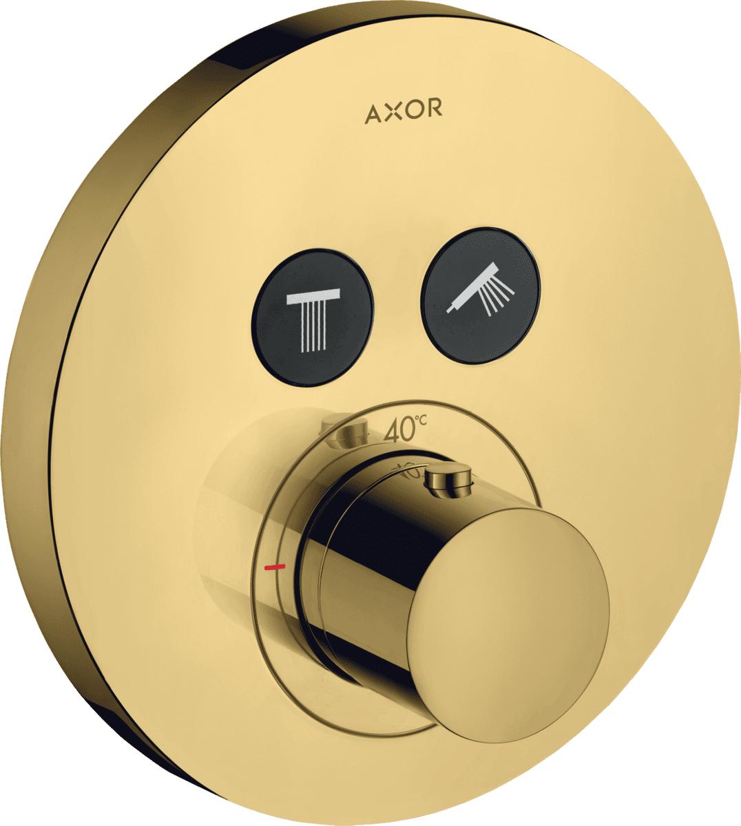 Зображення з  HANSGROHE AXOR ShowerSolutions Thermostat for concealed installation round for 2 functions #36723990 - Polished Gold Optic