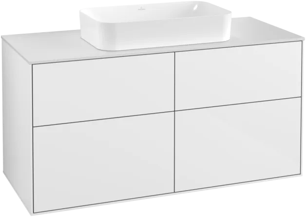Obrázek VILLEROY BOCH Toaletní skříňka Finion, 4 výsuvy, 1200 x 603 x 501 mm, lesklý bílý lak / sklo bílé matné #F26100GF