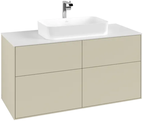 Obrázek VILLEROY BOCH Toaletní skříňka Finion, 4 výsuvy, 1200 x 603 x 501 mm, hedvábně šedý matný lak / sklo bílé matné #F26100HJ