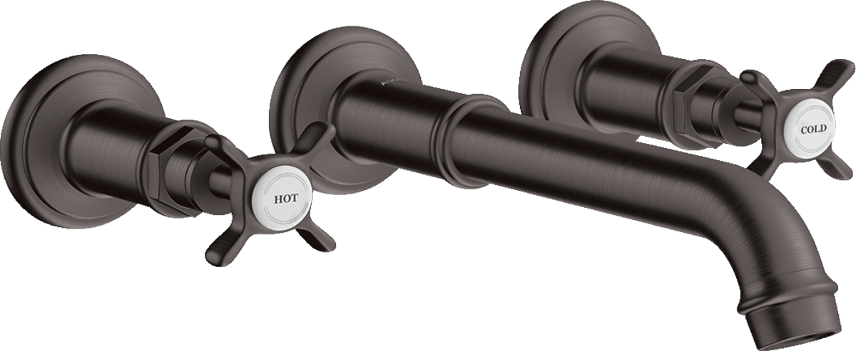 εικόνα του HANSGROHE AXOR Montreux 3-hole basin mixer for concealed installation wall-mounted with spout 165 - 225 mm and cross handles #16532340 - Brushed Black Chrome