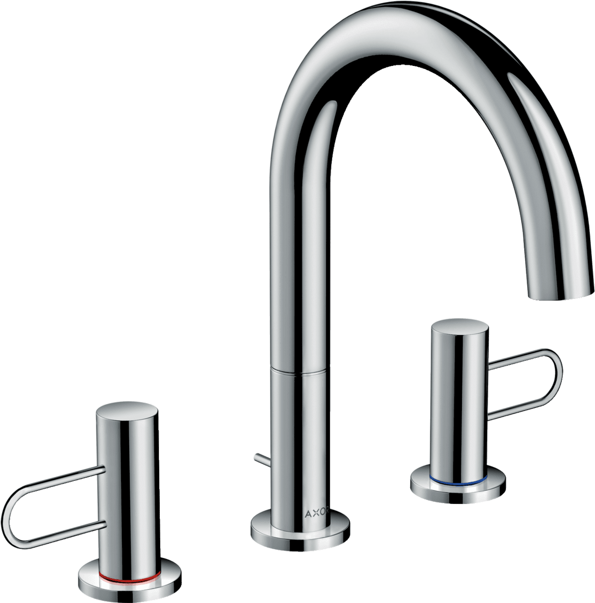 Picture of HANSGROHE AXOR Uno 3-hole basin mixer 160 with loop handles and pop-up waste set #38054000 - Chrome