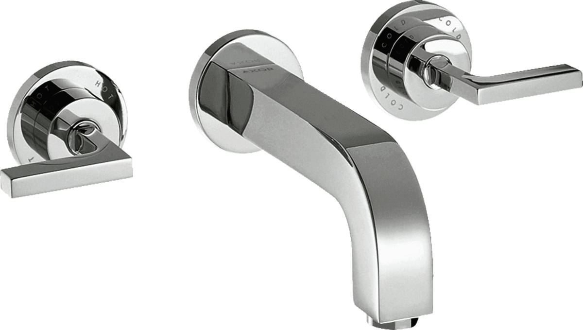 Bild von HANSGROHE AXOR Citterio 3-Loch Waschtischarmatur Unterputz für Wandmontage mit Auslauf 222 mm, Hebelgriffen und Rosetten #39147000 - Chrom