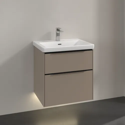 Bild von VILLEROY BOCH Subway 3.0 Waschbeckenunterschrank, mit Beleuchtung, 2 Auszüge, 572 x 576 x 478 mm, Taupe #C578L1VM
