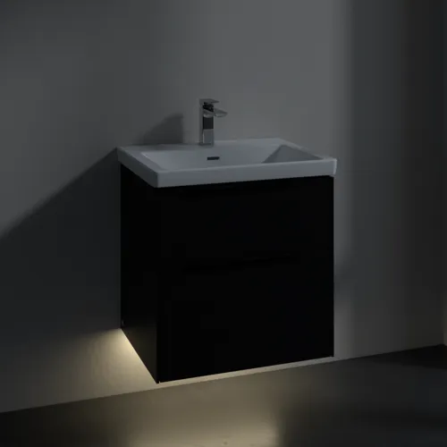 Bild von VILLEROY BOCH Subway 3.0 Waschbeckenunterschrank, mit Beleuchtung, 2 Auszüge, 572 x 576 x 478 mm, Volcano Black #C578L1VL