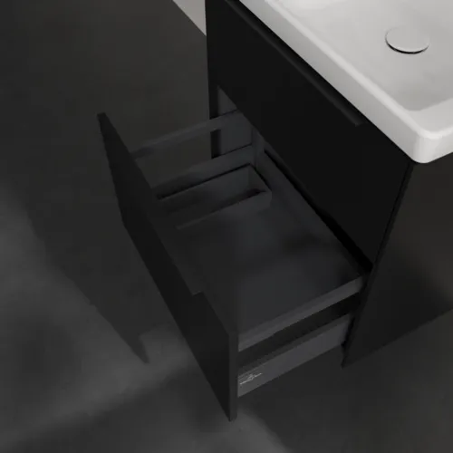 Bild von VILLEROY BOCH Subway 3.0 Waschbeckenunterschrank, mit Beleuchtung, 2 Auszüge, 572 x 576 x 478 mm, Volcano Black #C578L1VL