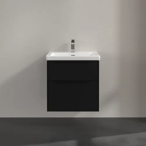 Bild von VILLEROY BOCH Subway 3.0 Waschbeckenunterschrank, mit Beleuchtung, 2 Auszüge, 572 x 576 x 478 mm, Volcano Black #C578L1VL