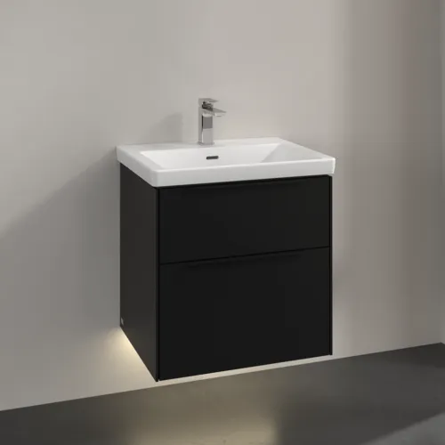 Bild von VILLEROY BOCH Subway 3.0 Waschbeckenunterschrank, mit Beleuchtung, 2 Auszüge, 572 x 576 x 478 mm, Volcano Black #C578L1VL