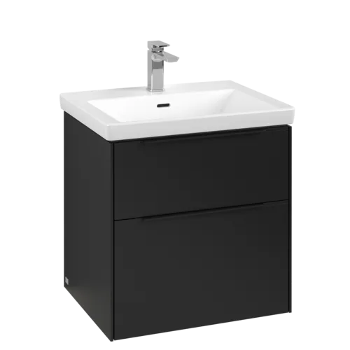VILLEROY BOCH Subway 3.0 Vanity unit, with lighting, 2 pull-out compartments, 572 x 576 x 478 mm, Volcano Black #C578L1VL resmi
