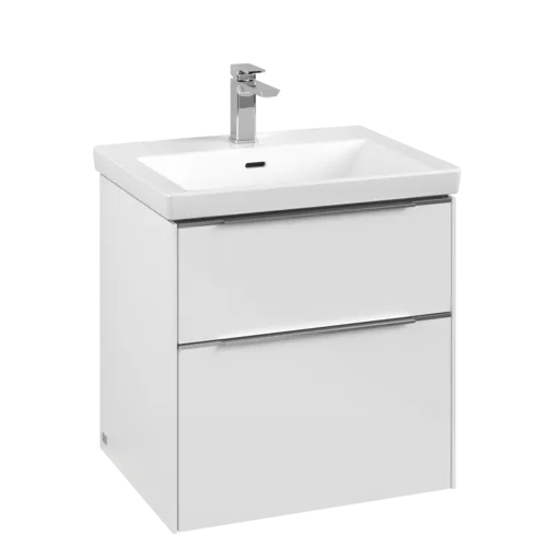VILLEROY BOCH Subway 3.0 Vanity unit, with lighting, 2 pull-out compartments, 572 x 576 x 478 mm, Brilliant White #C578L0VE resmi