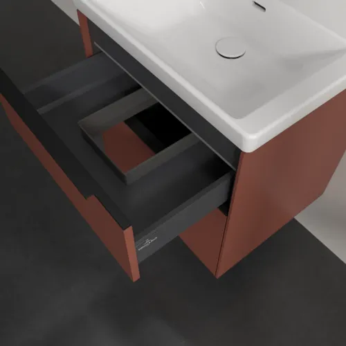 Bild von VILLEROY BOCH Subway 3.0 Waschbeckenunterschrank, mit Beleuchtung, 2 Auszüge, 572 x 576 x 478 mm, Wine Red #C578L1AH