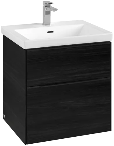 VILLEROY BOCH Subway 3.0 Vanity unit, with lighting, 2 pull-out compartments, 572 x 576 x 478 mm, Black Oak #C578L1AB resmi