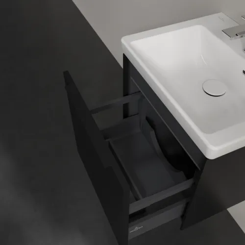 Bild von VILLEROY BOCH Subway 3.0 Waschbeckenunterschrank, mit Beleuchtung, 1 Auszug, 473 x 429 x 408 mm, Volcano Black #C580L1VL