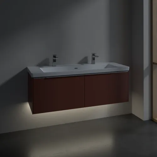 Picture of VILLEROY BOCH Subway 3.0 Vanity unit, with lighting, 2 pull-out compartments, 1272 x 429 x 478 mm, Wine Red #C601L0AH