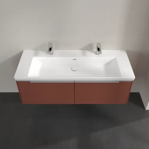Picture of VILLEROY BOCH Subway 3.0 Vanity unit, with lighting, 2 pull-out compartments, 1272 x 429 x 478 mm, Wine Red #C601L0AH