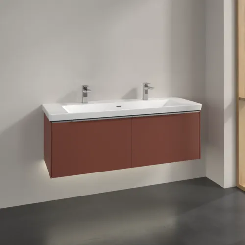 Picture of VILLEROY BOCH Subway 3.0 Vanity unit, with lighting, 2 pull-out compartments, 1272 x 429 x 478 mm, Wine Red #C601L0AH