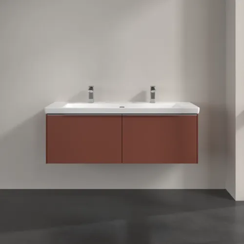 Picture of VILLEROY BOCH Subway 3.0 Vanity unit, with lighting, 2 pull-out compartments, 1272 x 429 x 478 mm, Wine Red #C601L0AH
