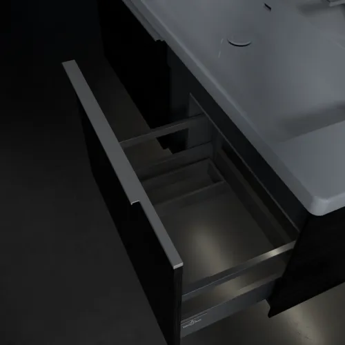 Bild von VILLEROY BOCH Subway 3.0 Waschbeckenunterschrank, mit Beleuchtung, 2 Auszüge, 1272 x 429 x 478 mm, Black Oak #C601L0AB