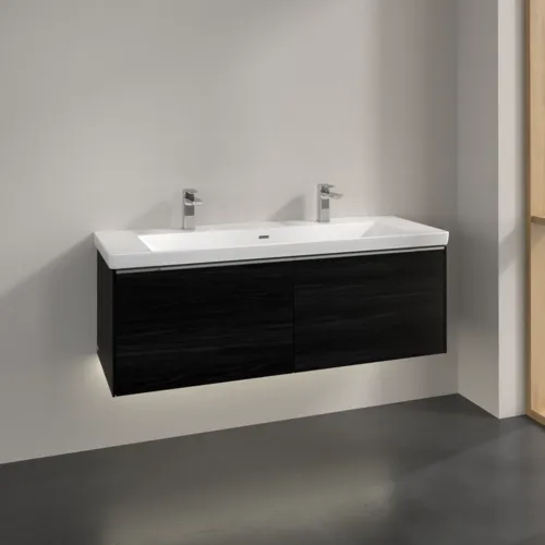 Bild von VILLEROY BOCH Subway 3.0 Waschbeckenunterschrank, mit Beleuchtung, 2 Auszüge, 1272 x 429 x 478 mm, Black Oak #C601L0AB