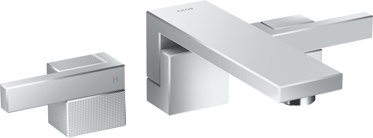 Picture of HANSGROHE AXOR Edge 3-hole basin mixer for concealed installation wall-mounted with spout 190 mm and push-open waste set - diamond cut #46061000 - Chrome