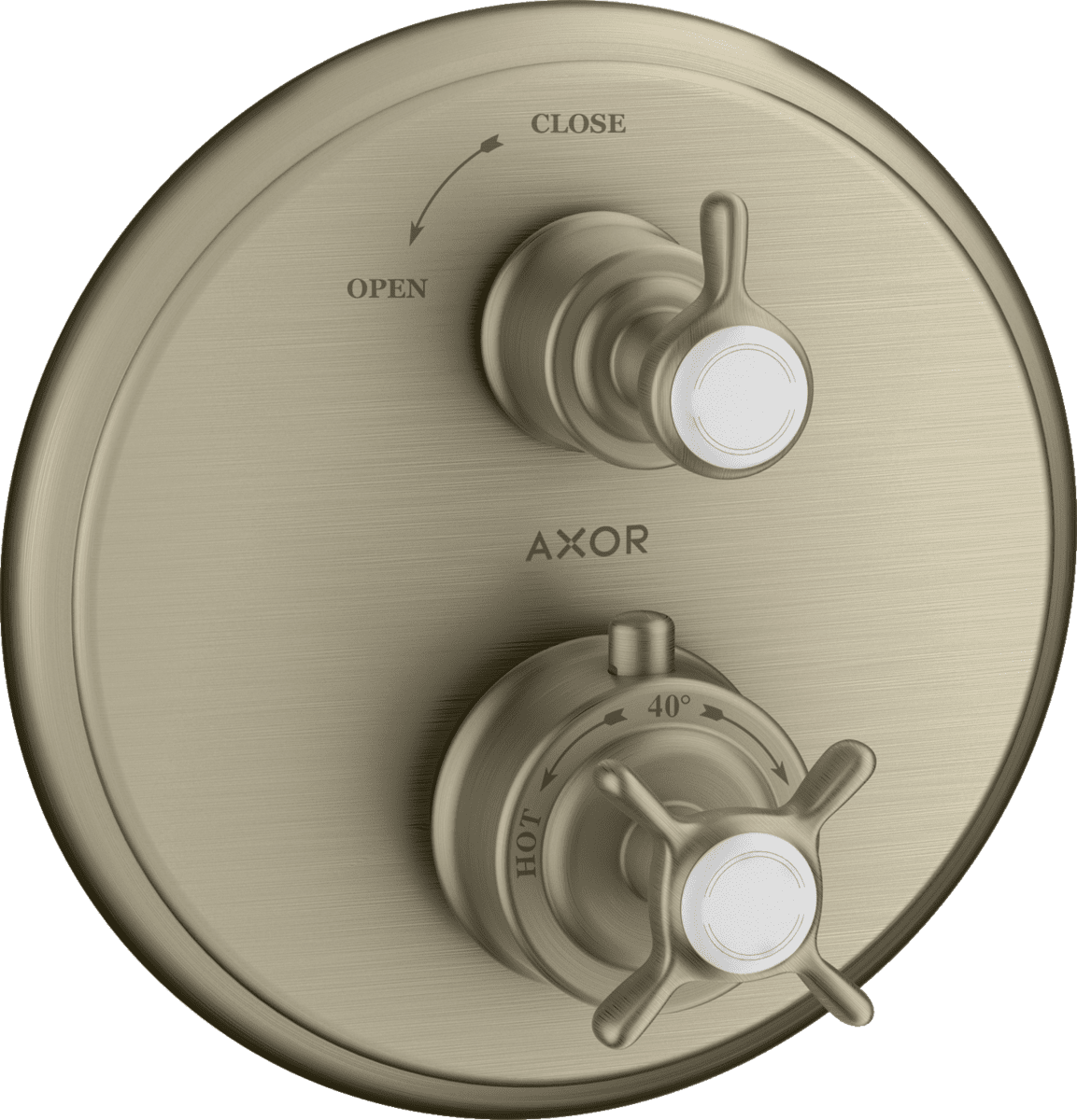 Bild von HANSGROHE AXOR Montreux Thermostat Unterputz mit Kreuzgriff und Absperrventil #16800820 - Brushed Nickel