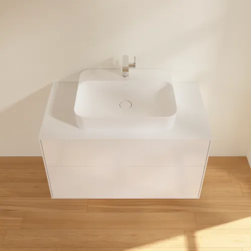 Bild von VILLEROY BOCH Finion Waschbeckenunterschrank, 2 Auszüge, 1000 x 603 x 501 mm, Glossy White Lacquer / Glass White Matt #F35100GF