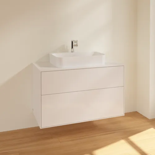 Bild von VILLEROY BOCH Finion Waschbeckenunterschrank, 2 Auszüge, 1000 x 603 x 501 mm, Glossy White Lacquer / Glass White Matt #F35100GF