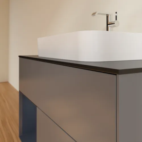 VILLEROY BOCH Finion Waschbeckenunterschrank, mit Beleuchtung, 2 Auszüge, 1000 x 603 x 501 mm, Anthracite Matt Lacquer / Midnight Blue Matt Lacquer / Glass Black Matt #F362HGGK, Bild 6