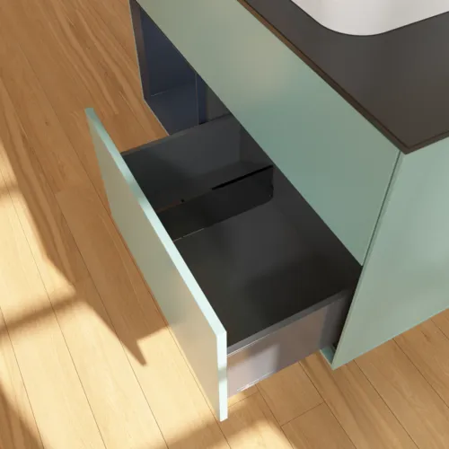 Bild von VILLEROY BOCH Finion Waschbeckenunterschrank, mit Beleuchtung, 2 Auszüge, 1000 x 603 x 501 mm, Olive Matt Lacquer / Midnight Blue Matt Lacquer / Glass Black Matt #F362HGGM