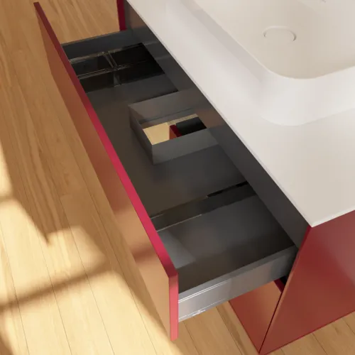 Bild von VILLEROY BOCH Finion Waschbeckenunterschrank, mit Beleuchtung, 2 Auszüge, 1000 x 603 x 501 mm, Peony Matt Lacquer / Oak Veneer / Glass White Matt #F361PCHB