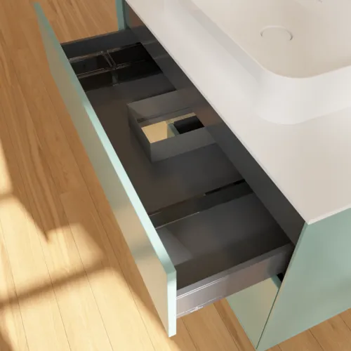 Bild von VILLEROY BOCH Finion Waschbeckenunterschrank, mit Beleuchtung, 2 Auszüge, 1000 x 603 x 501 mm, Olive Matt Lacquer / Oak Veneer / Glass White Matt #F361PCGM