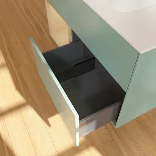 Bild von VILLEROY BOCH Finion Waschbeckenunterschrank, mit Beleuchtung, 2 Auszüge, 1000 x 603 x 501 mm, Olive Matt Lacquer / Oak Veneer / Glass White Matt #F361PCGM