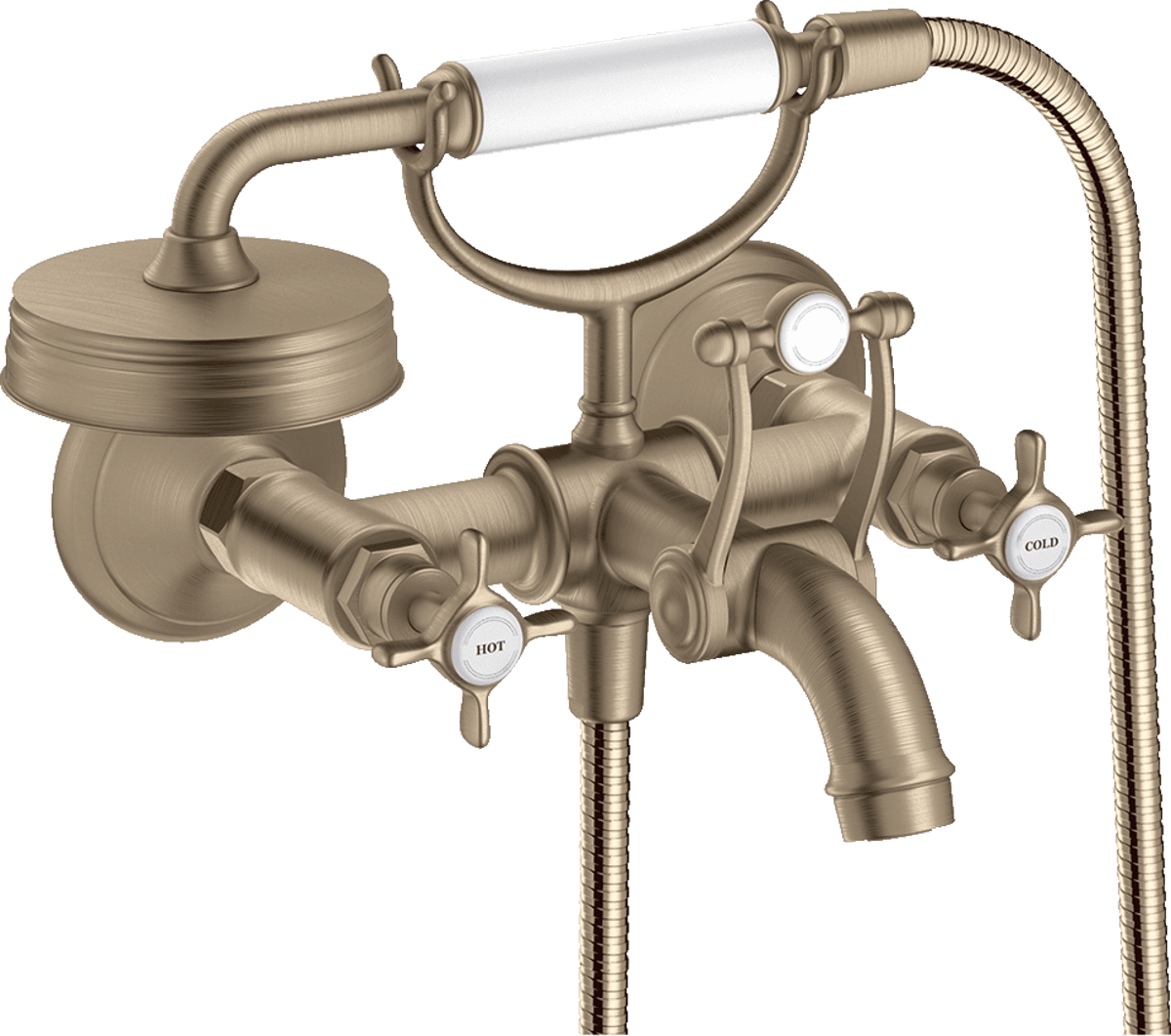 Bild von HANSGROHE AXOR Montreux 2-Griff Wannenarmatur Aufputz mit Kreuzgriffen #16540820 - Brushed Nickel