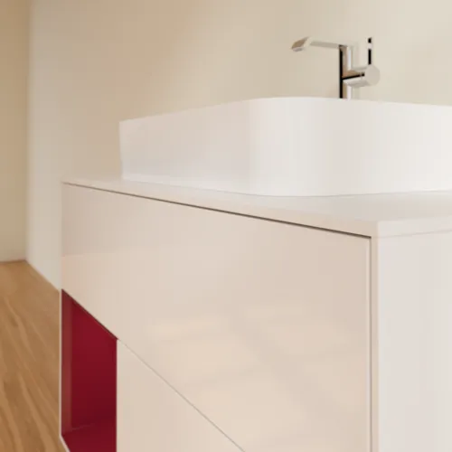 VILLEROY BOCH Finion Waschbeckenunterschrank, mit Beleuchtung, 2 Auszüge, 1000 x 603 x 501 mm, Glossy White Lacquer / Peony Matt Lacquer / Glass White Matt #F361HBGF, Bild 6