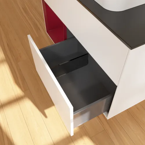 Bild von VILLEROY BOCH Finion Waschbeckenunterschrank, mit Beleuchtung, 2 Auszüge, 1000 x 603 x 501 mm, White Matt Lacquer / Peony Matt Lacquer / Glass Black Matt #F362HBMT