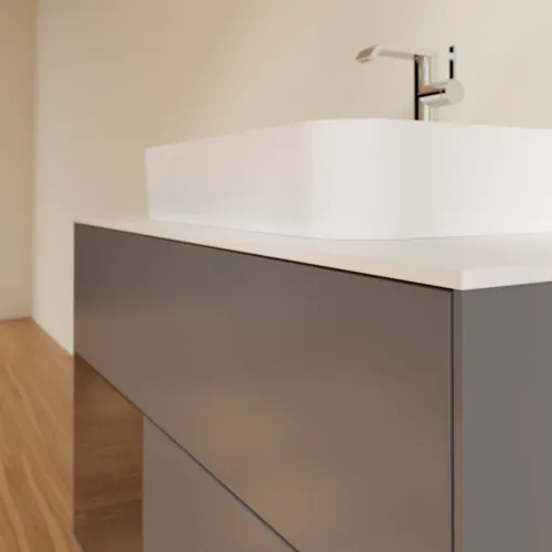 VILLEROY BOCH Finion Waschbeckenunterschrank, mit Beleuchtung, 2 Auszüge, 1000 x 603 x 501 mm, Anthracite Matt Lacquer / Walnut Veneer / Glass White Matt #F361GNGK, Bild 6