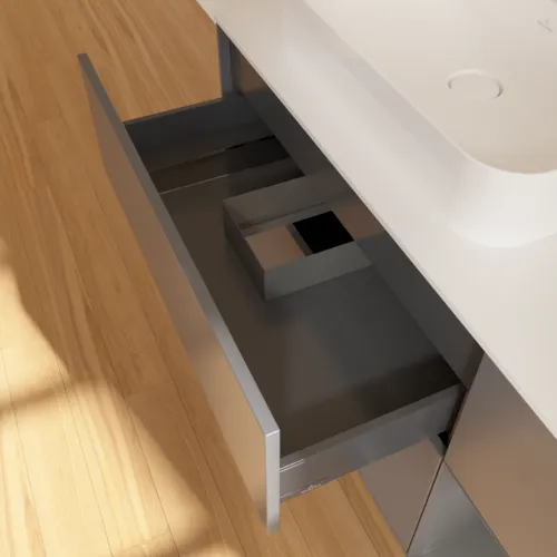 Bild von VILLEROY BOCH Finion Waschbeckenunterschrank, mit Beleuchtung, 3 Auszüge, 1200 x 603 x 501 mm, Anthracite Matt Lacquer / Anthracite Matt Lacquer / Glass White Matt #F401GKGK