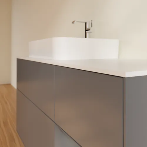 Bild von VILLEROY BOCH Finion Waschbeckenunterschrank, mit Beleuchtung, 3 Auszüge, 1200 x 603 x 501 mm, Anthracite Matt Lacquer / Anthracite Matt Lacquer / Glass White Matt #F401GKGK