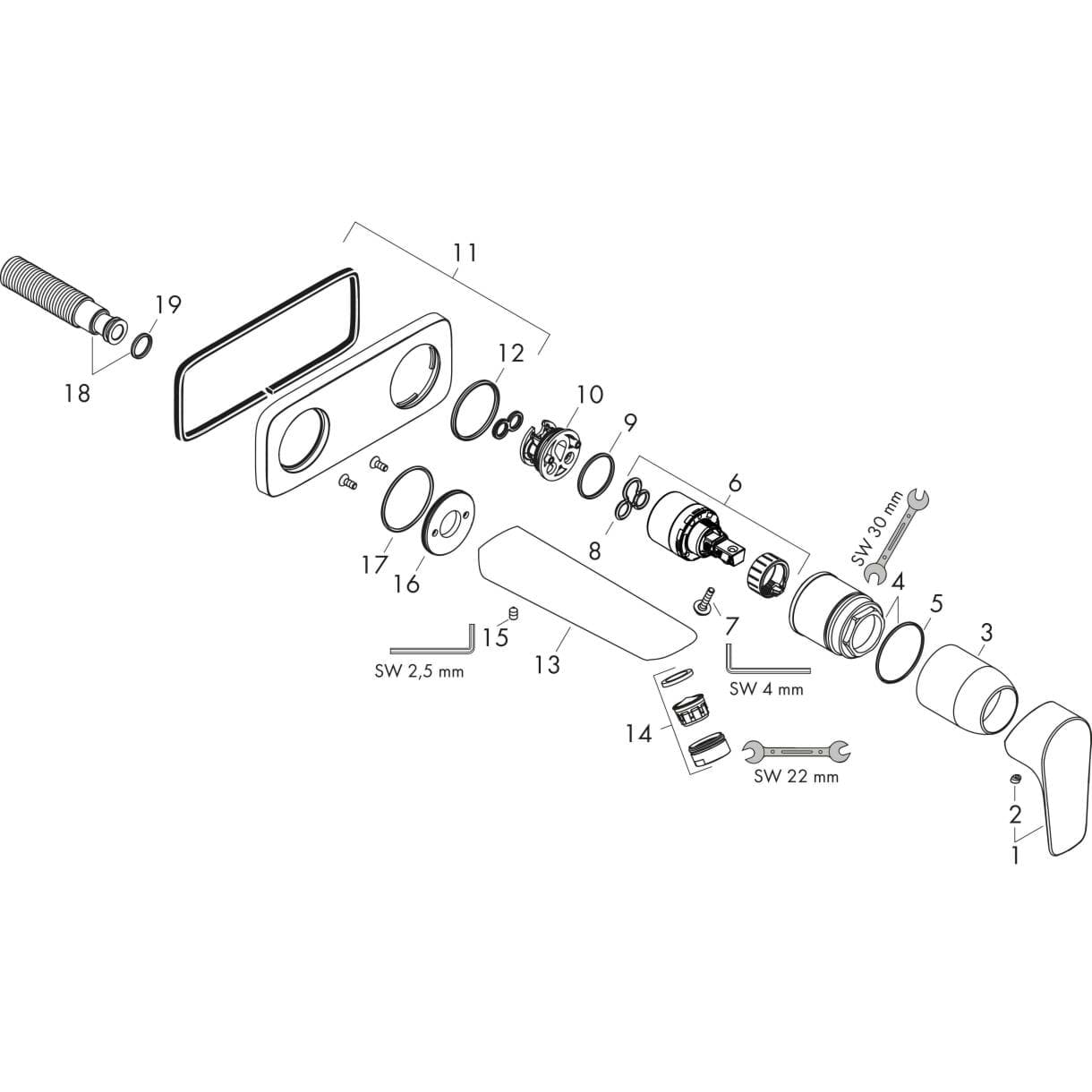 εικόνα του HANSGROHE Talis E Single lever basin mixer for concealed installation wall-mounted with spout 22.5 cm Matt White 71734700