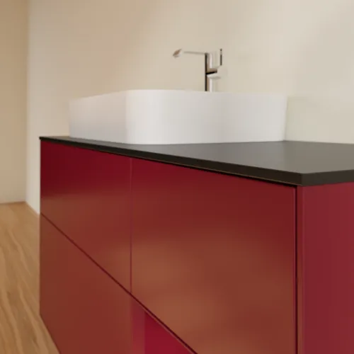 VILLEROY BOCH Finion Waschbeckenunterschrank, mit Beleuchtung, 3 Auszüge, 1200 x 603 x 501 mm, Peony Matt Lacquer / Peony Matt Lacquer / Glass Black Matt #F402HBHB, Bild 6