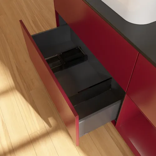 VILLEROY BOCH Finion Waschbeckenunterschrank, mit Beleuchtung, 3 Auszüge, 1200 x 603 x 501 mm, Peony Matt Lacquer / Peony Matt Lacquer / Glass Black Matt #F402HBHB, Bild 7