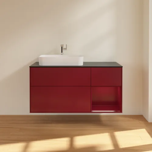 VILLEROY BOCH Finion Waschbeckenunterschrank, mit Beleuchtung, 3 Auszüge, 1200 x 603 x 501 mm, Peony Matt Lacquer / Peony Matt Lacquer / Glass Black Matt #F402HBHB, Bild 3