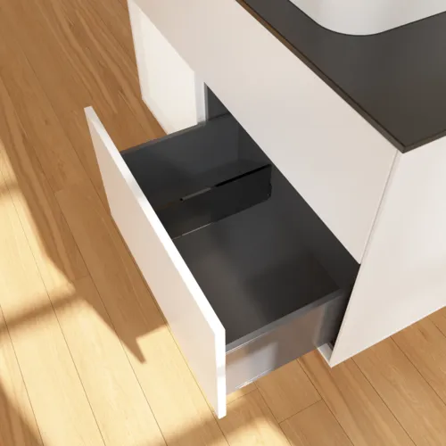 Bild von VILLEROY BOCH Finion Waschbeckenunterschrank, mit Beleuchtung, 2 Auszüge, 1000 x 603 x 501 mm, White Matt Lacquer / White Matt Lacquer / Glass Black Matt #F362MTMT